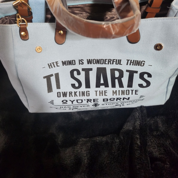 Chic Canvas Tote with Leather Accents - Picture 2 of 5